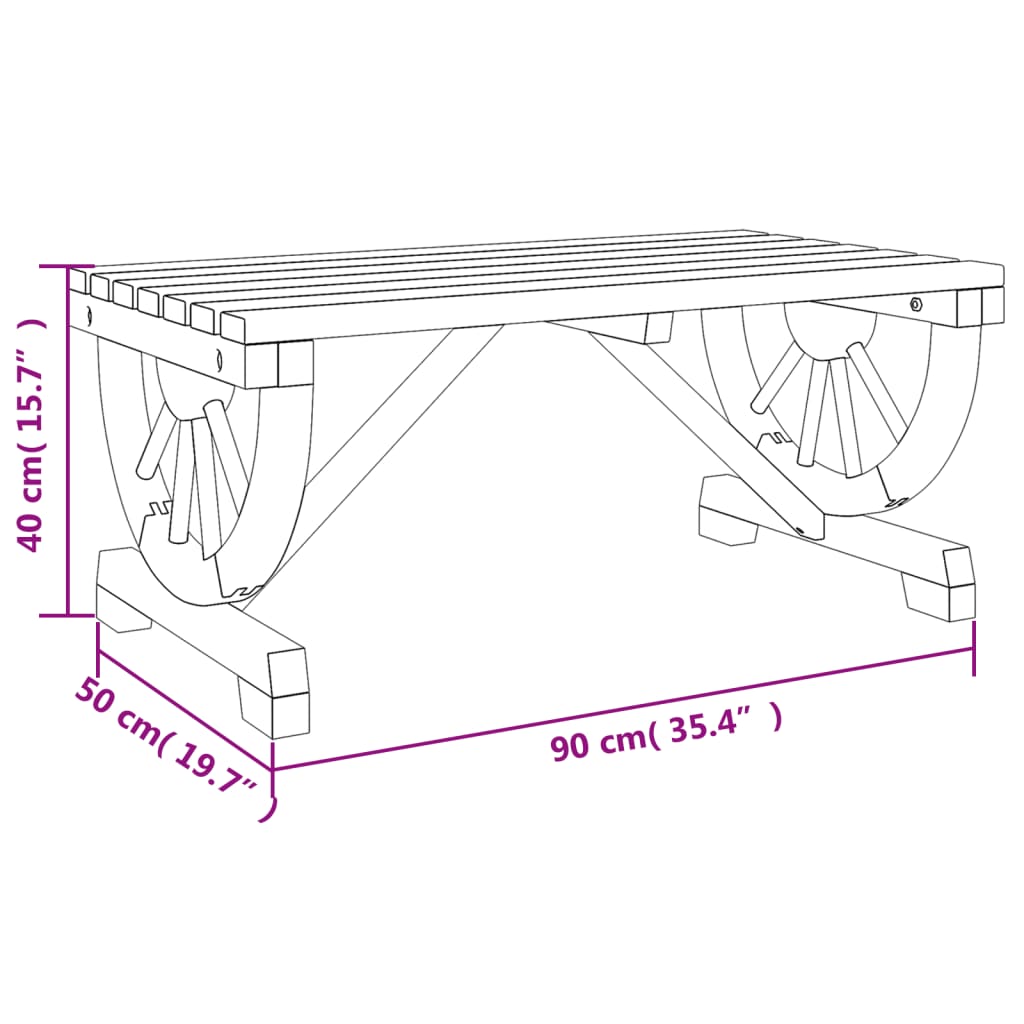 Soffbord för trädgården 90x50x40 cm massiv furu