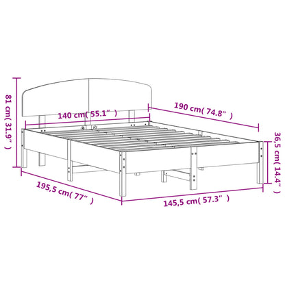 Sängram utan madrass 140x190 cm massiv furu