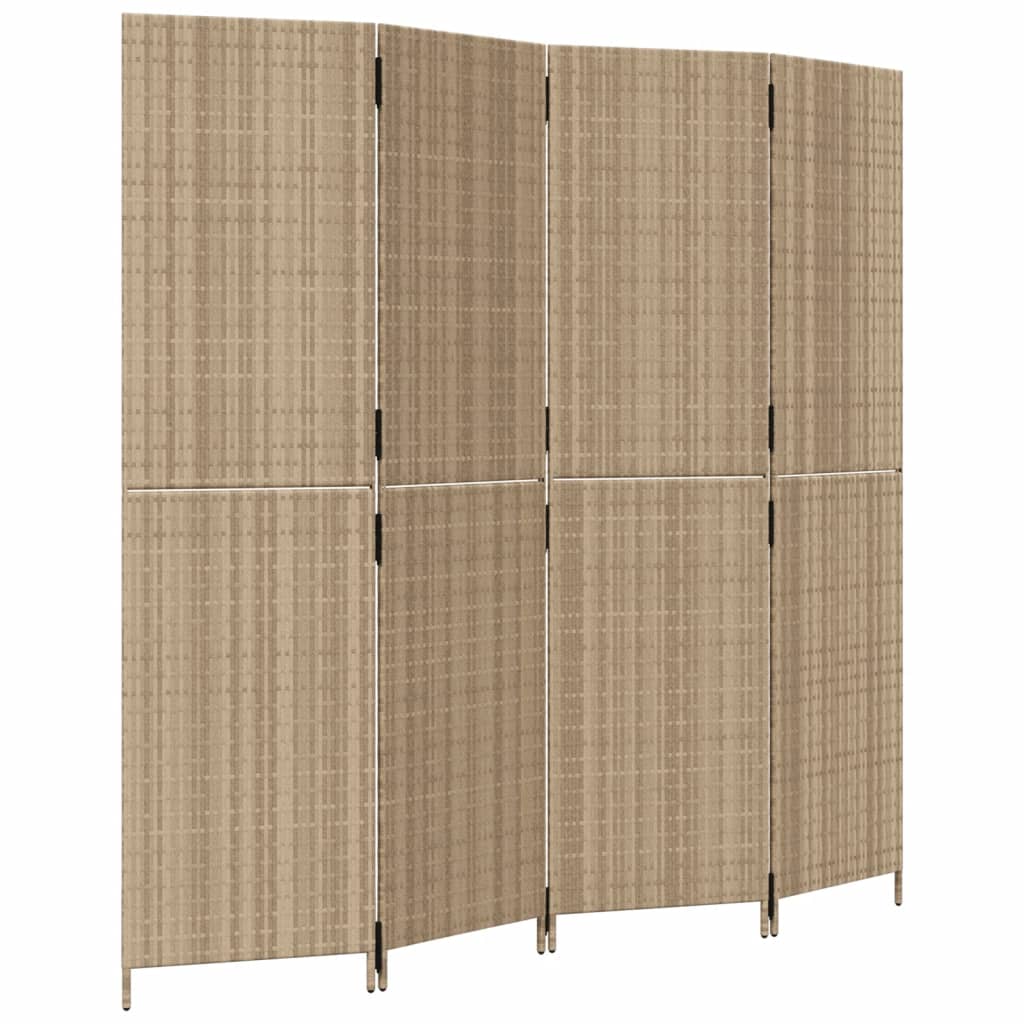 Rumsavdelare 4 paneler beige konstrottning