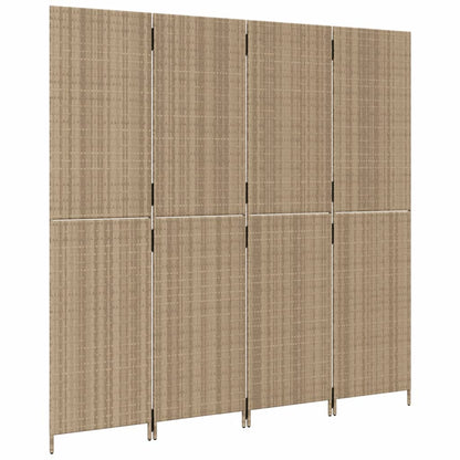 Rumsavdelare 4 paneler beige konstrottning