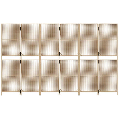 Rumsavdelare 6 paneler beige konstrottning