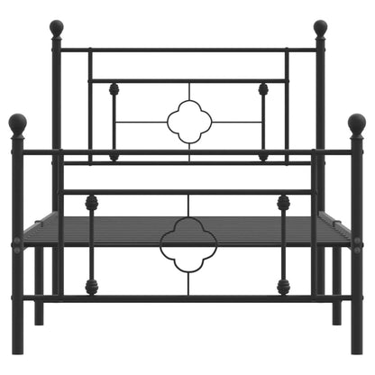 Sängram med huvudgavel och fotgavel svart metall 90x190 cm