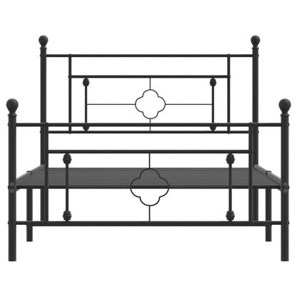 Sängram med huvudgavel och fotgavel svart metall 107x203 cm