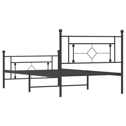 Sängram med huvudgavel och fotgavel svart metall 107x203 cm