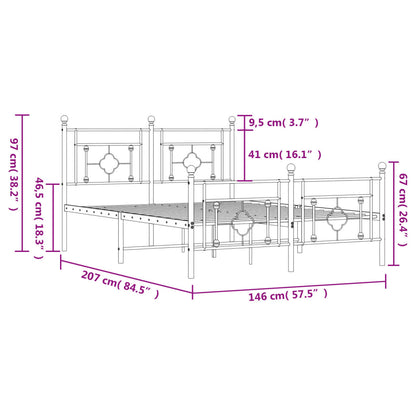 Sängram med huvudgavel och fotgavel svart metall 140x200 cm