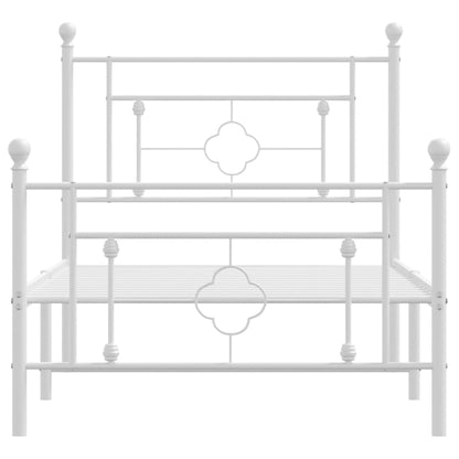 Sängram med huvudgavel och fotgavel vit metall 90x200 cm