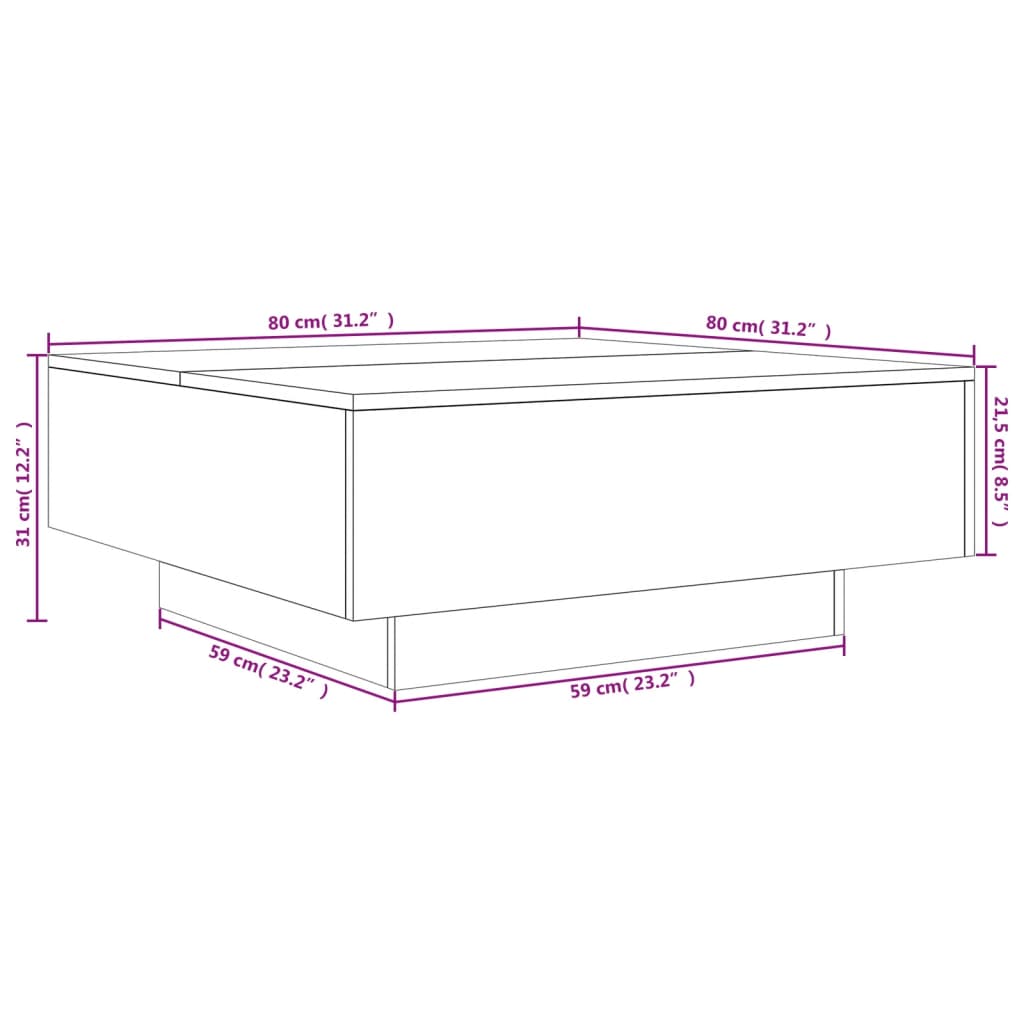 Soffbord sonoma-ek 80x80x31 cm konstruerat trä