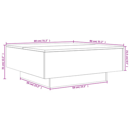 Soffbord brun ek 80x80x31 cm konstruerat trä