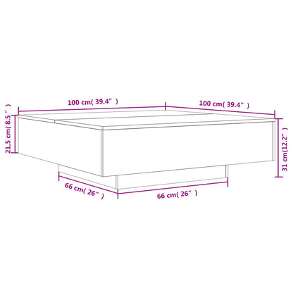 Soffbord vit 100x100x31 cm konstruerat trä