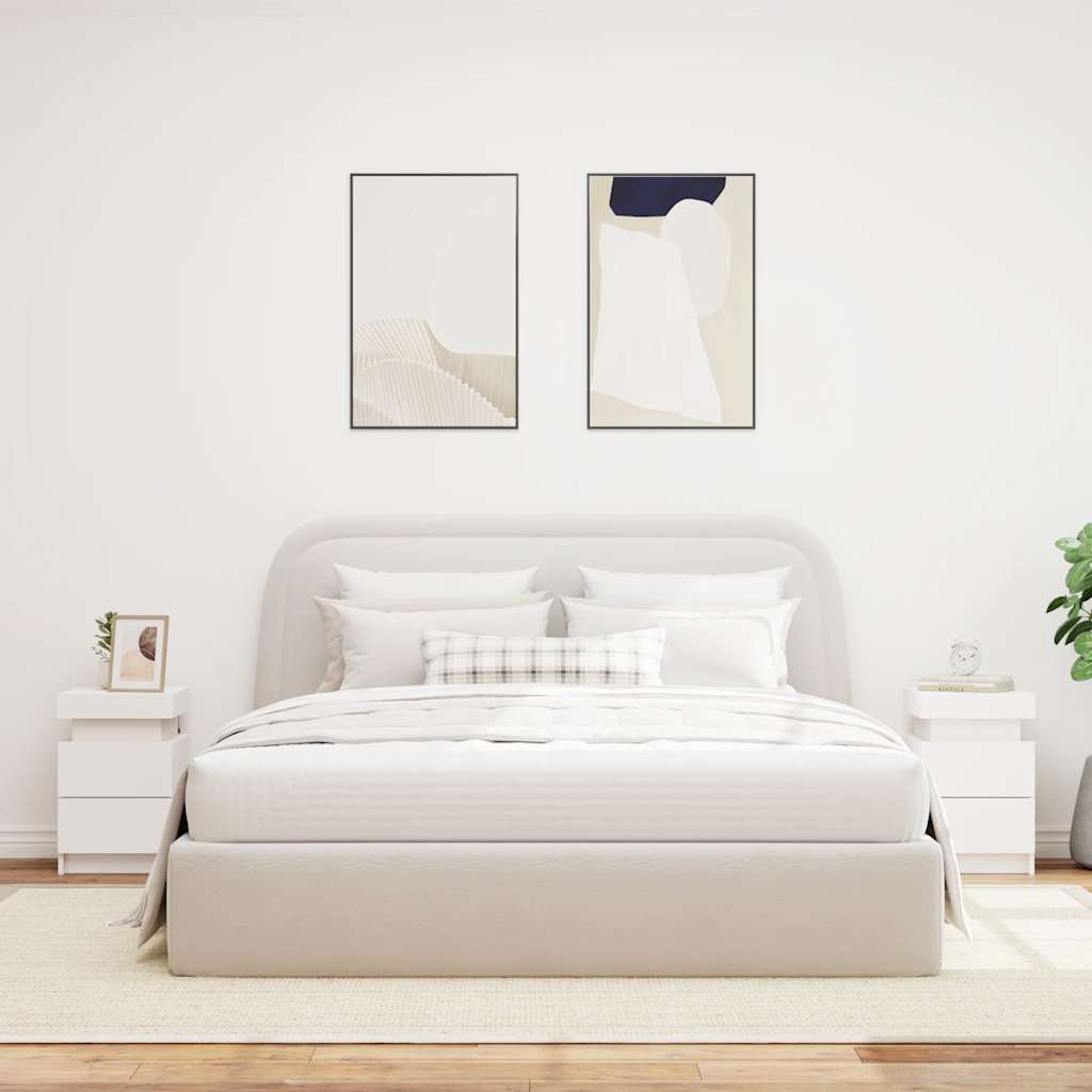 Sängbord med LED 2 st vit 35x39x55 cm