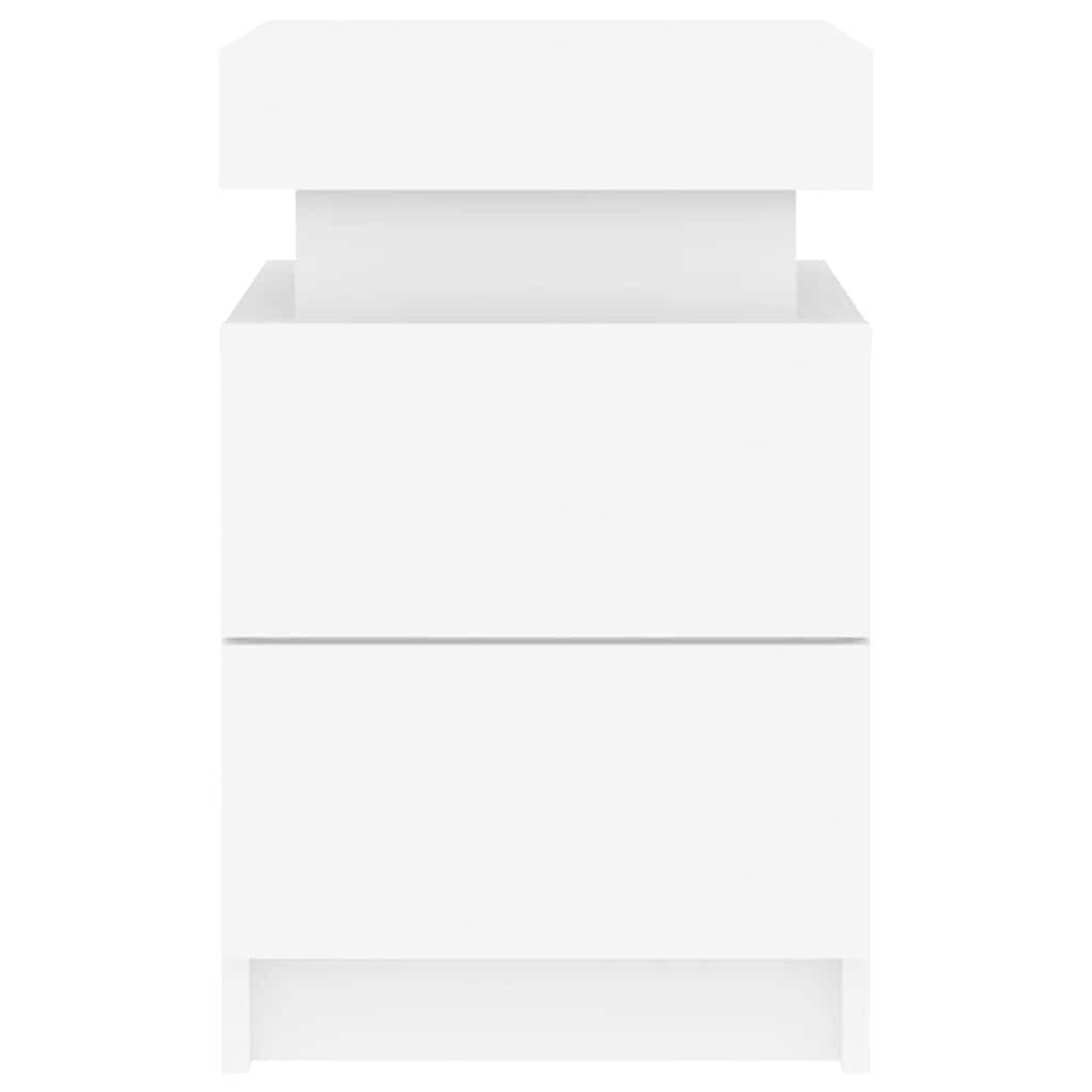 Sängbord med LED 2 st vit 35x39x55 cm