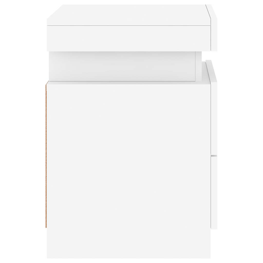 Sängbord med LED 2 st vit 35x39x55 cm