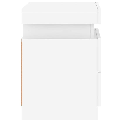 Sängbord med LED 2 st vit 35x39x55 cm