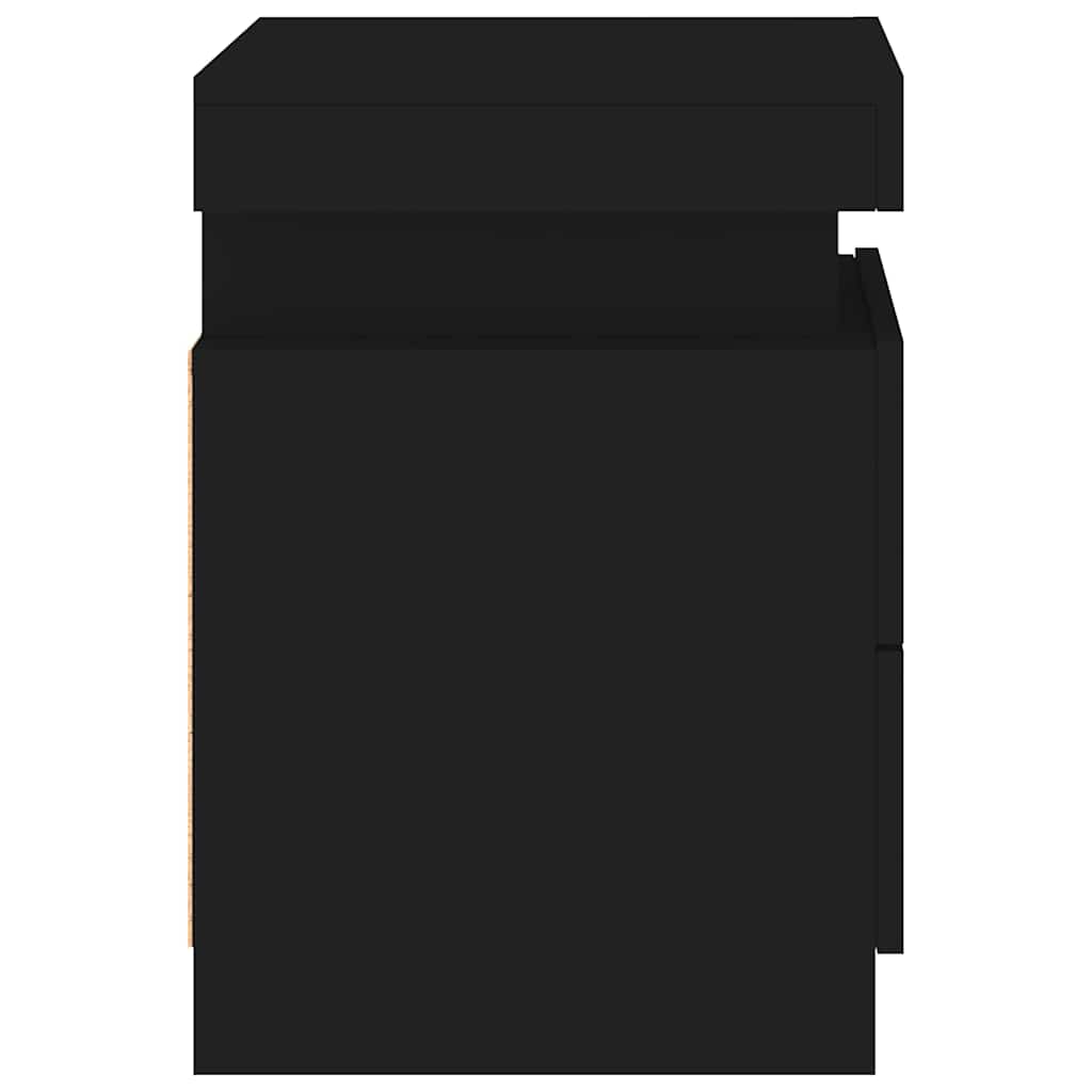 Sängbord med LED-lampor 2 st svart 35x39x55 cm