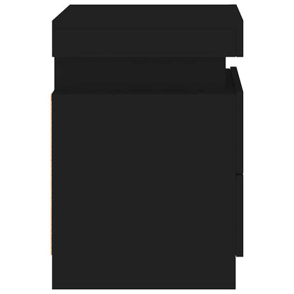 Sängbord med LED-lampor 2 st svart 35x39x55 cm