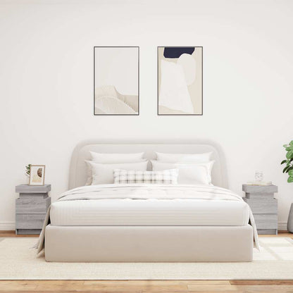 Sängbord med LED-lampor 2 st grå sonoma 35x39x55 cm