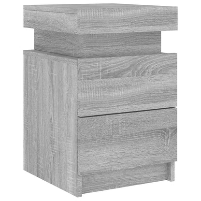 Sängbord med LED-lampor 2 st grå sonoma 35x39x55 cm