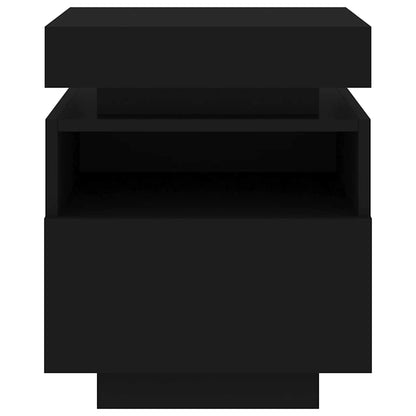 Sängbord med LED-belysning 2 st svart 40x39x48,5 cm