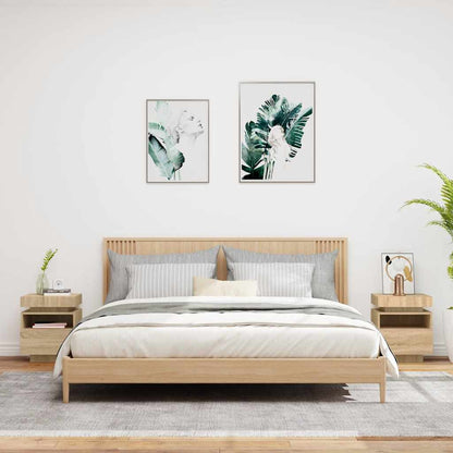 Sängbord med LED-belysning 2 st sonoma-ek 40x39x48,5 cm