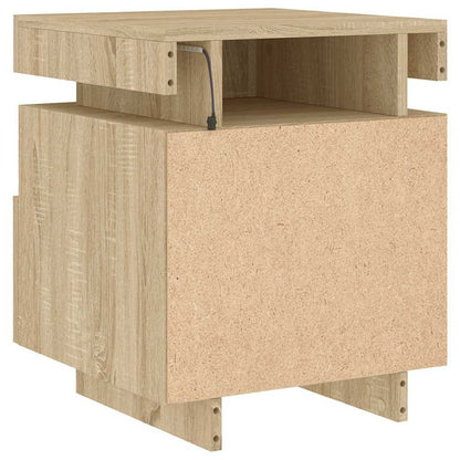 Sängbord med LED-belysning 2 st sonoma-ek 40x39x48,5 cm