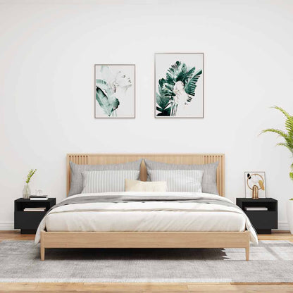 Sängbord med LED-lampor 2 st svart 40x39x37 cm