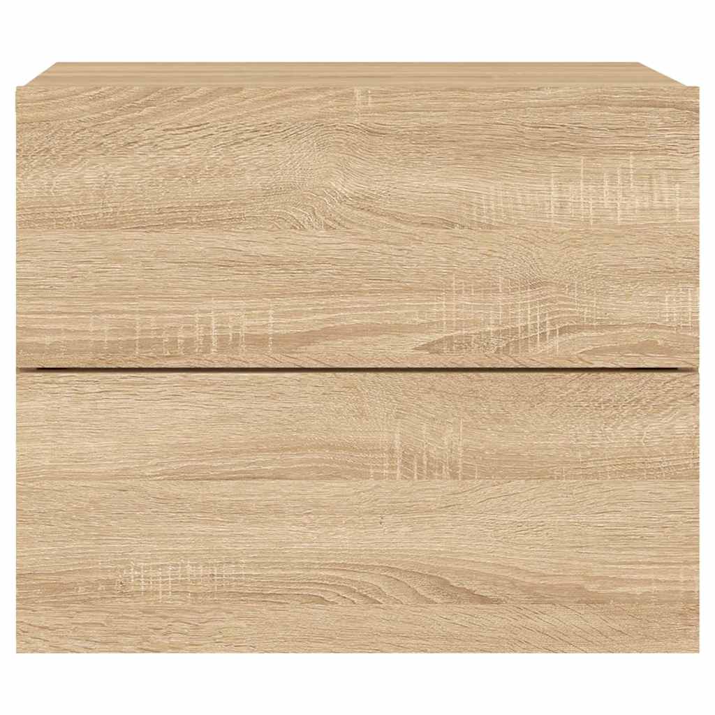 Väggmonterade sängbord med LED-lampor 2 st sonoma-ek