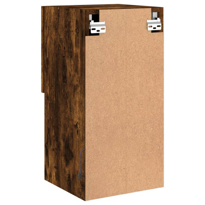 Tv-bänk med LED-belysning 2 st rökfärgad ek 30,5x30x60 cm