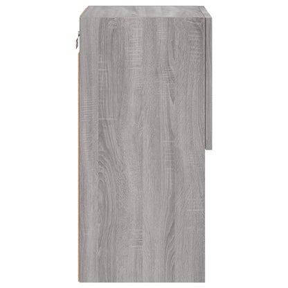 TV-bänk med LED-belysning 2 st grå sonoma 30,5x30x60 cm