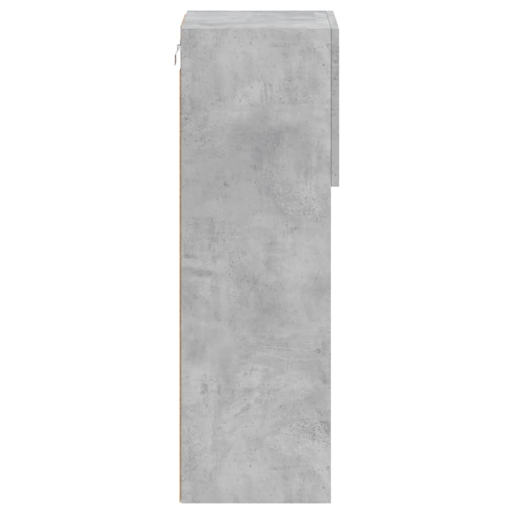 TV-bänk med LED-belysning 2 st betonggrå 30,5x30x90 cm