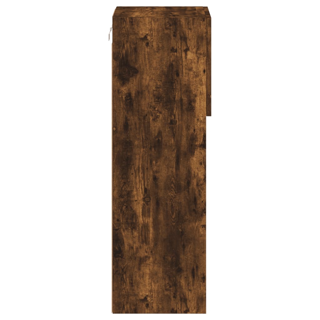 Tv-bänk med LED-belysning 2 st rökfärgad ek 30,5x30x90 cm