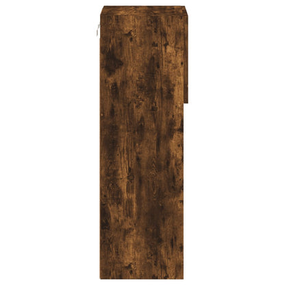 Tv-bänk med LED-belysning 2 st rökfärgad ek 30,5x30x90 cm