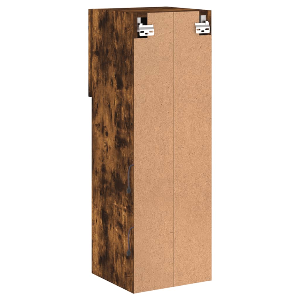 Tv-bänk med LED-belysning 2 st rökfärgad ek 30,5x30x90 cm