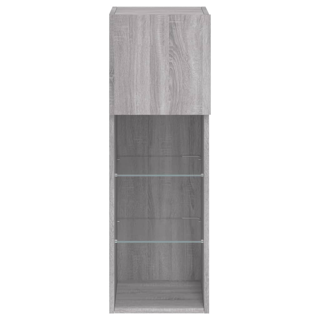 TV-bänk med LED-belysning 2 st grå sonoma 30,5x30x90 cm