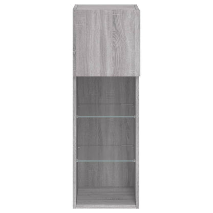 TV-bänk med LED-belysning 2 st grå sonoma 30,5x30x90 cm