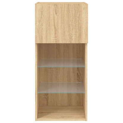 Tv-bänk med LED-belysning 2 st sonoma-ek 40,5x30x90 cm