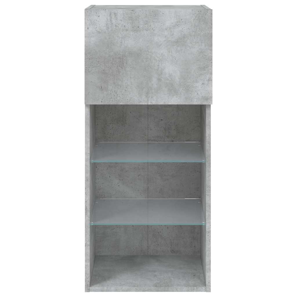 TV-bänk med LED-belysning 2 st betonggrå 40,5x30x90 cm