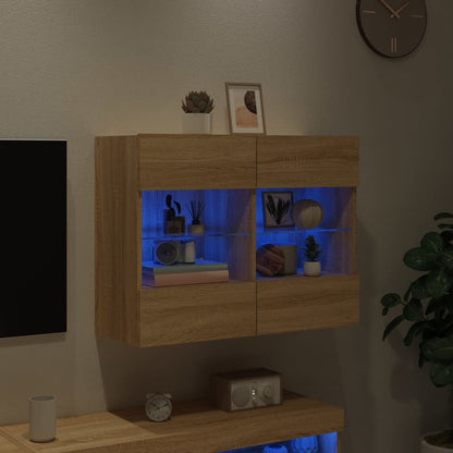 Väggmonterad tv-bänk LED sonoma-ek 78,5x30x60,5 cm