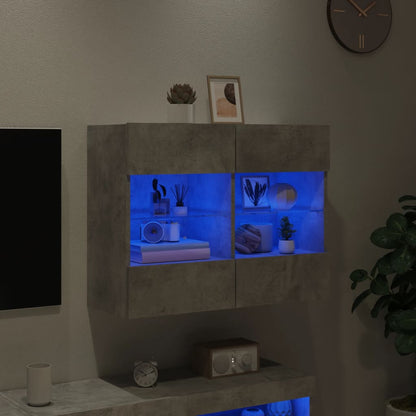 Väggmonterad tv-bänk LED betonggrå 78,5x30x60,5 cm