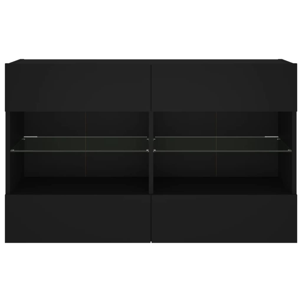 Väggmonterad tv-bänk LED svart 98,5x30x60,5 cm