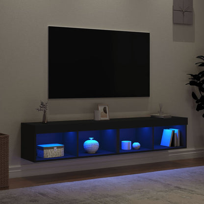 Tv-bänk med LED-belysning 2 st svart 80x30x30 cm