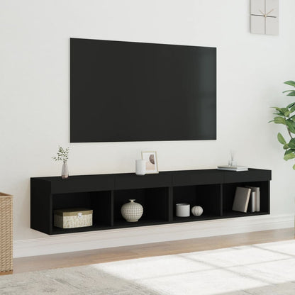 Tv-bänk med LED-belysning 2 st svart 80x30x30 cm