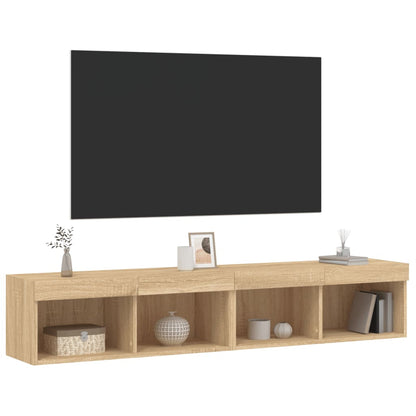 Tv-bänk med LED-belysning 2 st sonoma-ek 80x30x30 cm