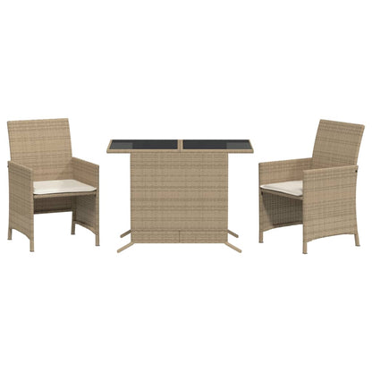 Bistrogrupp med dynor 3 delar beige konstrotting