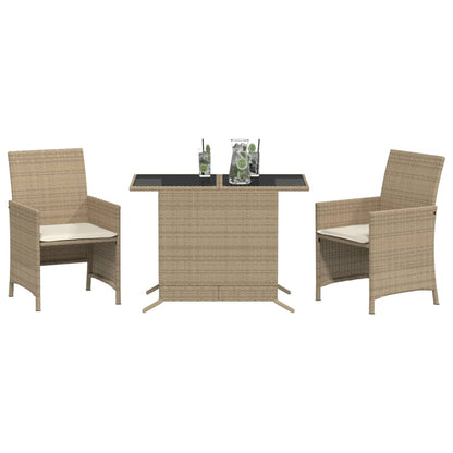 Bistrogrupp med dynor 3 delar beige konstrotting