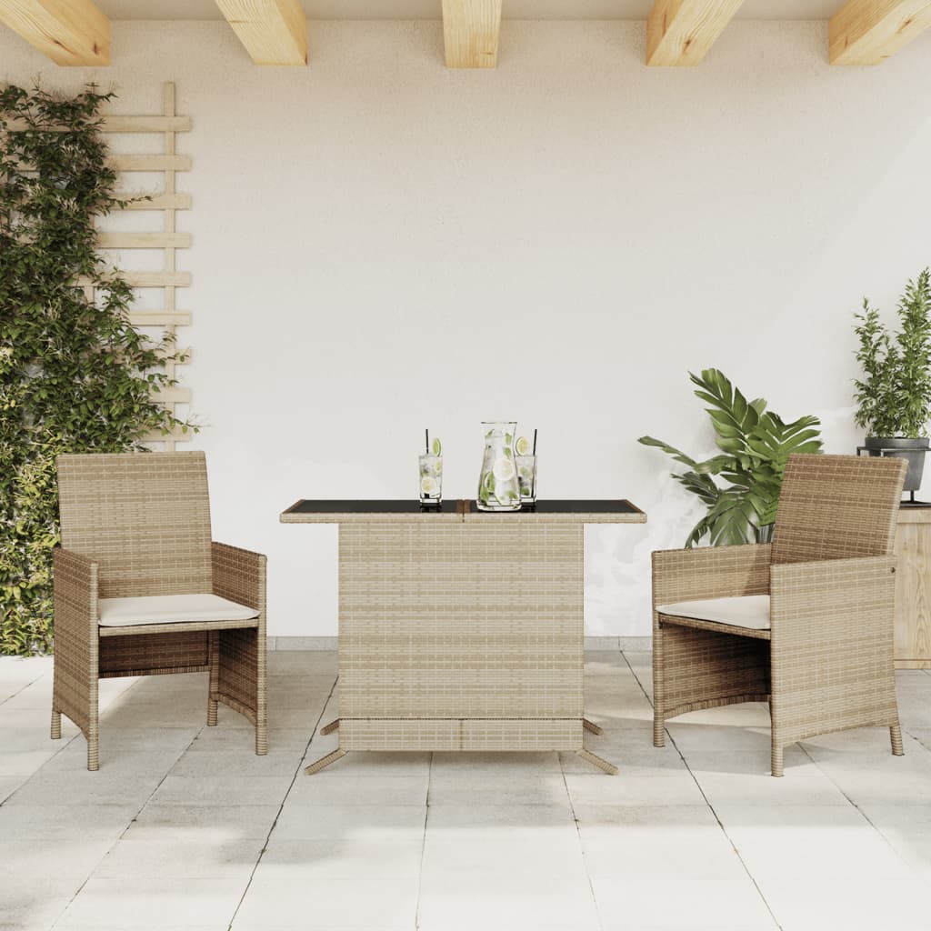 Bistrogrupp med dynor 3 delar beige konstrotting