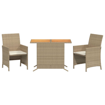 Bistrogrupp med dynor 3 delar beige konstrotting