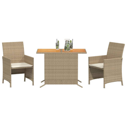 Bistrogrupp med dynor 3 delar beige konstrotting