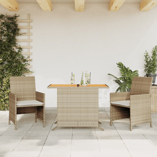 Bistrogrupp med dynor 3 delar beige konstrotting