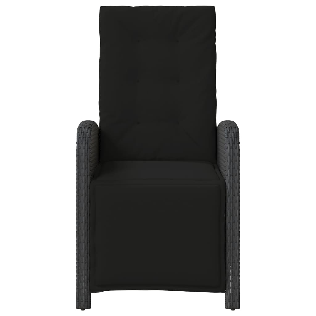 Justerbar trädgårdsstol med fotstöd svart konstrotting