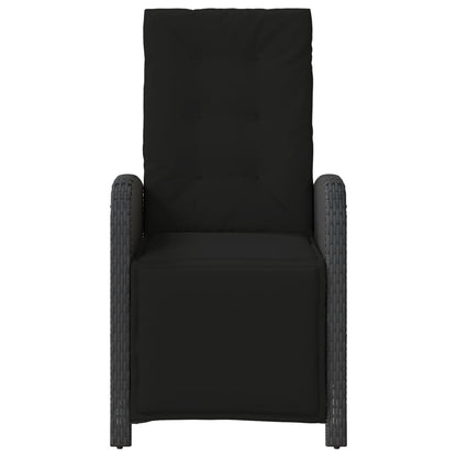 Justerbar trädgårdsstol med fotstöd svart konstrotting